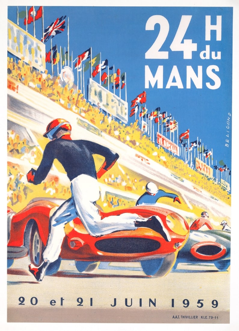 Poster 24 Hours Of Lemans 1959 24 Heures Du Mans Michel Beligond Vintage Race (1 of 9)