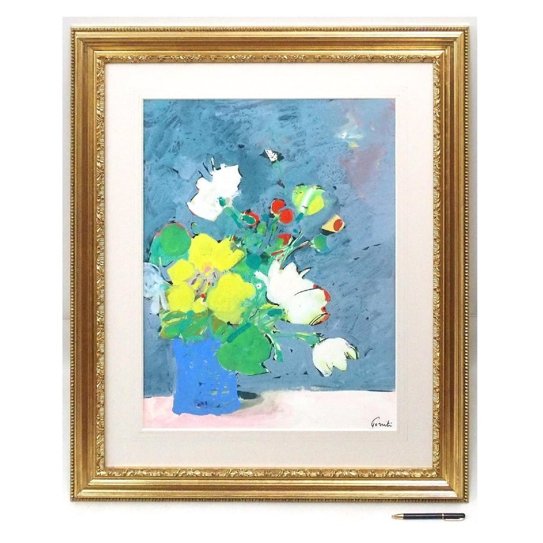 Art Gilles Gorriti Yellow Flowers Gouache Signed French Modern Still Life: Art Gilles Gorriti Yellow Flowers Gouache Signed French Modern Still Life This listing features Art Gilles Gorriti Yellow Flowers Gouache Signed French Modern Still Life. Item specifics are provided b