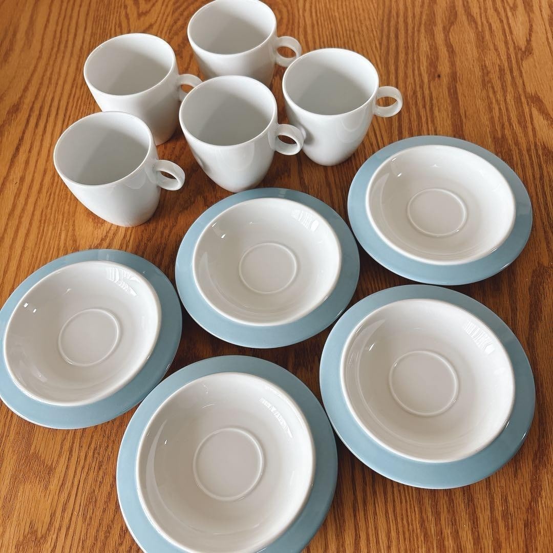 Rare ALESSI Coffee Cup & Saucer Set Of 5 Ceramic Bavero Vintage Tableware (1 of 9)