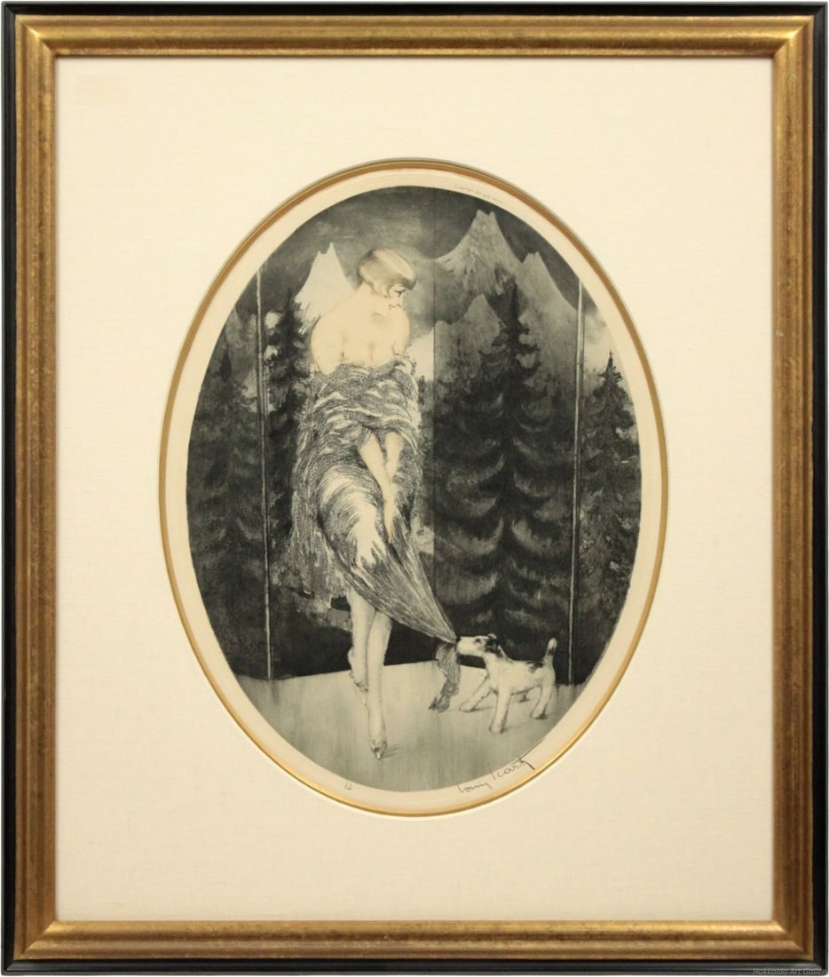 Deco Louis Icart Impudence Etching 1926 Signed Framed With Wooden Box Art (1 of 6)