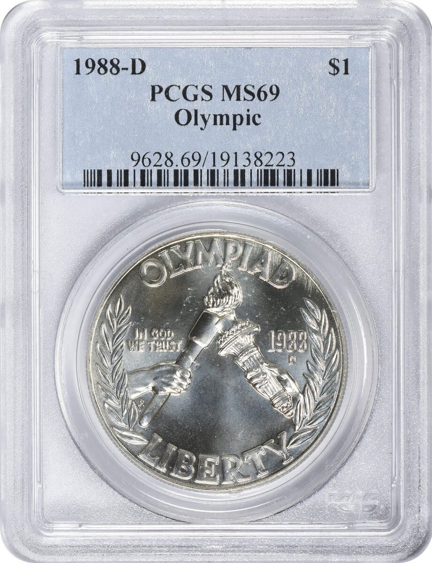 69 1988-D Olympic Silver Commemorative Dollar MS69 PCGS Mint State (1 of 2)