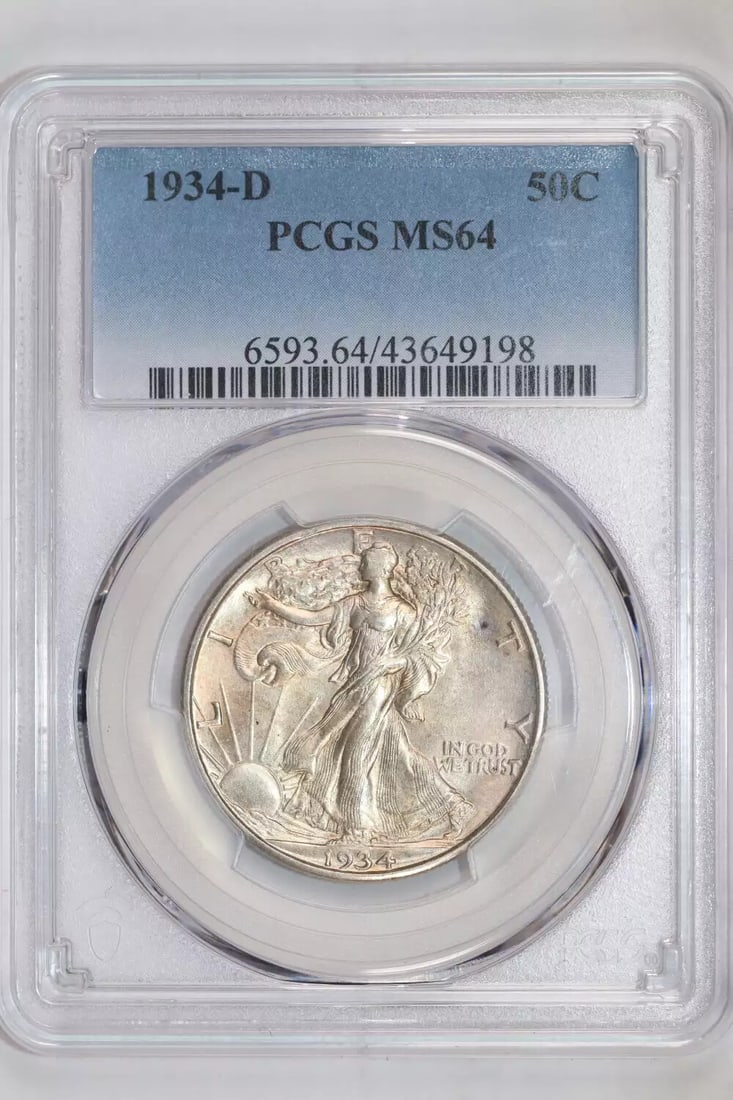 MS64 1934-D WALKING LIBERTY HALF DOLLAR PCGS: MS64 1934-D WALKING LIBERTY HALF DOLLAR PCGS This listing features MS64 1934-D WALKING LIBERTY HALF DOLLAR PCGS. Item specifics are provided below. Item Specifics: Certification: PCGS Composition: Sil