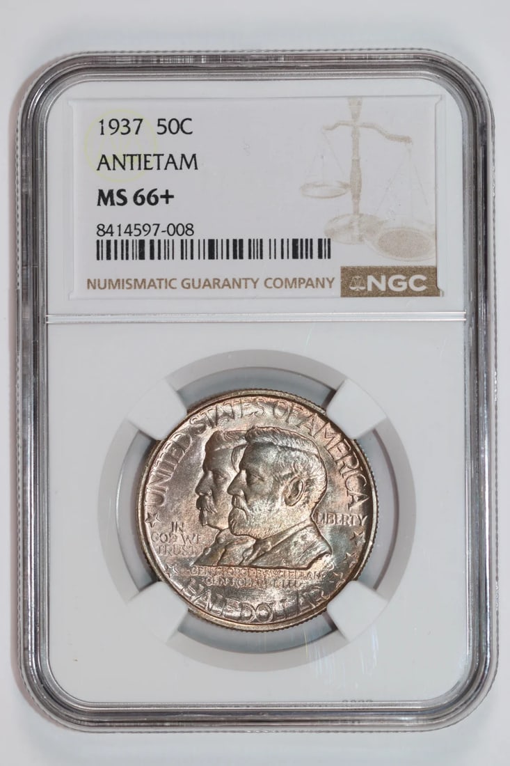 PQ 1937 ANTIETAM COMMEMORATIVE HALF DOLLAR NGC MS66+ FRESH (1 of 2)