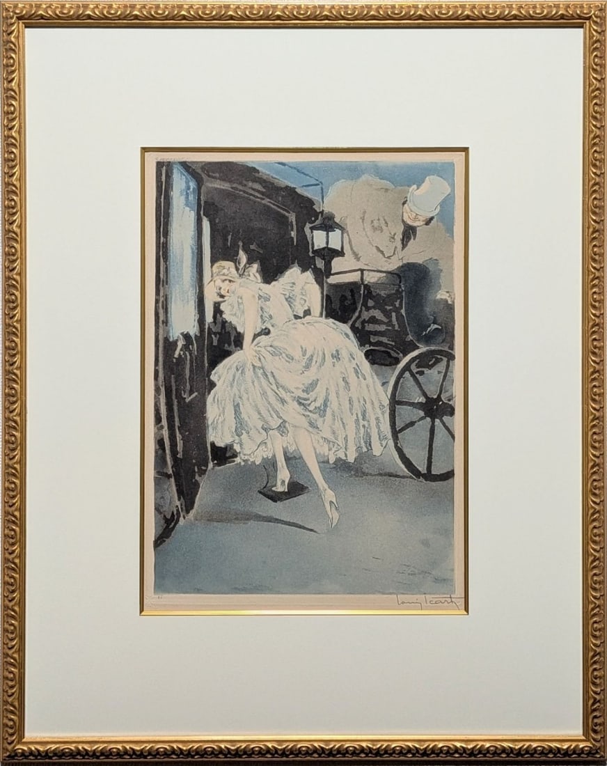 1941 Louis Icart Departure Etching Hand Signed Art Deco Print Authentic (1 of 10)
