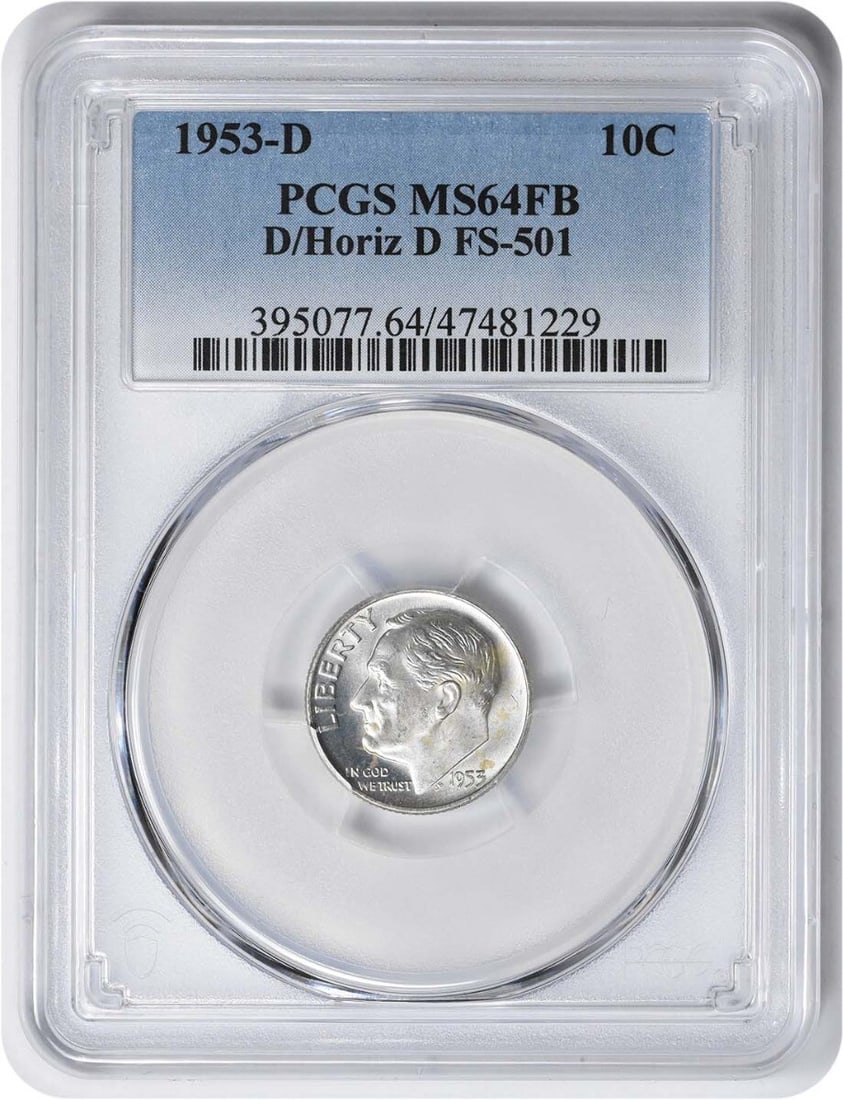 PCGS 1953-D Roosevelt Silver Dime D/ Horiz D FS-501 MS64FB (1 of 2)