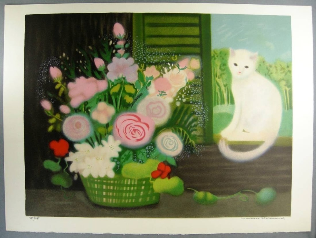 Art Marcel Stoyanovitch Signed Lithograph Flowers & Cat 217/ 275 French: Art Marcel Stoyanovitch Signed Lithograph Flowers & Cat 217/ 275 French This listing features Art Marcel Stoyanovitch Signed Lithograph Flowers & Cat 217/ 275 French. Item specifics are provided below