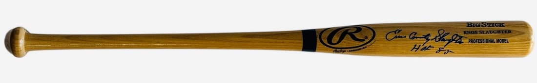 Bat Enos Country Slaughter Autographed Rawlings Adirondack Big Stick (1 of 2)