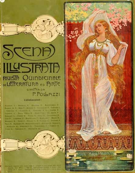 1900 Scena Illustrata Arts Literature Music Theatre Cover Woman In White (1 of 1)