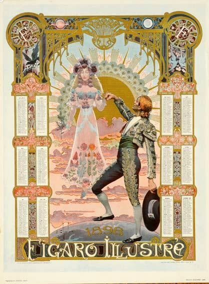 1898 Original Vintage Poster Calendar For Figaro Illustre (1 of 1)