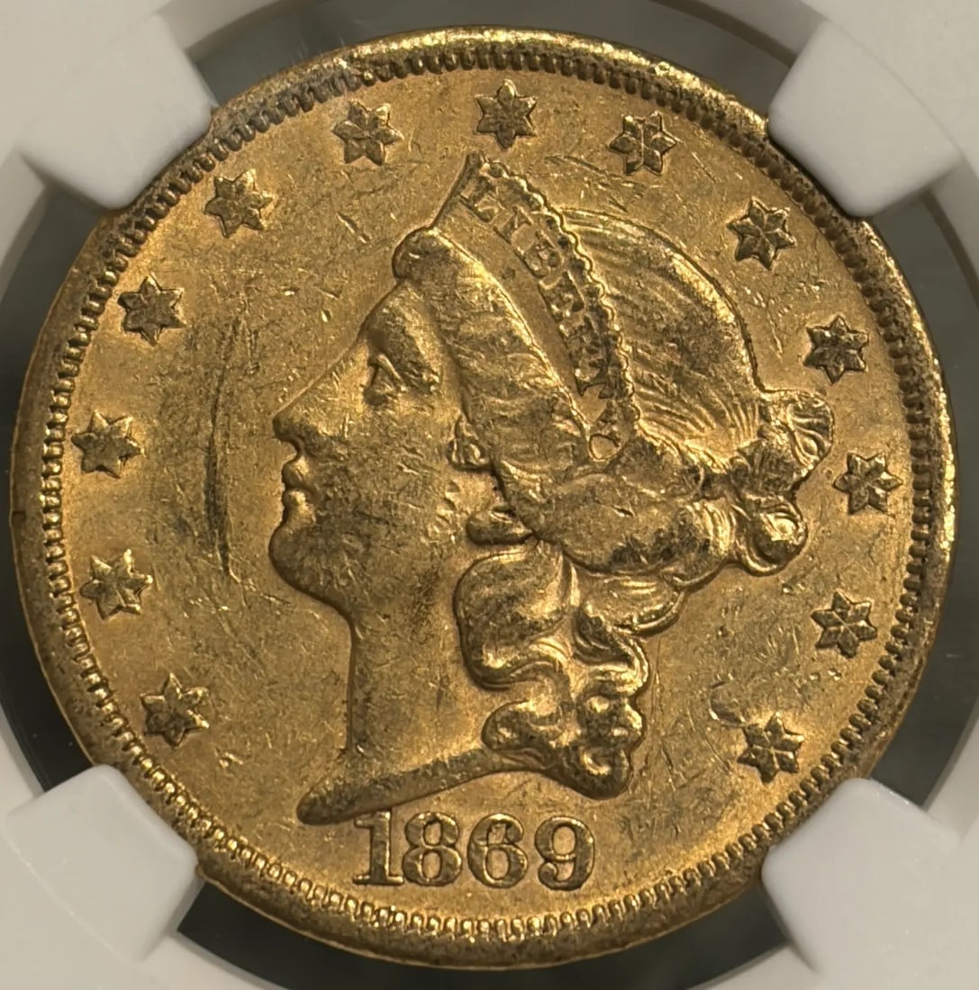 AU58 1869-S DOUBLE EAGLE NGC - 2