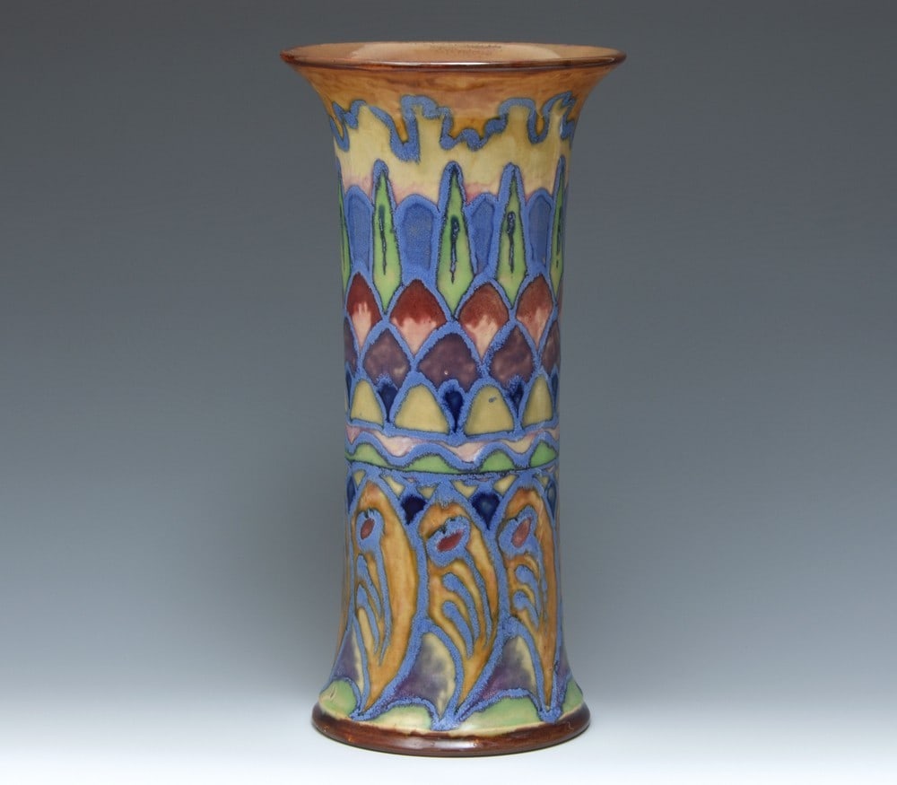 Antique Royal Doulton By Maud Bowden Stoneware Flower Vase 13in Art Deco (1 of 10)