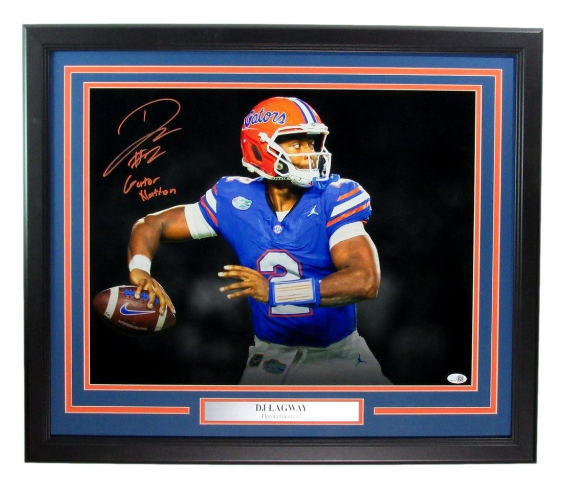 197311 D. J. Lagway Florida Gators Signed/ Autographed 16x20 Photo Framed JSA: 197311 D. J. Lagway Florida Gators Signed/ Autographed 16x20 Photo Framed JSA This listing features 197311 D. J. Lagway Florida Gators Signed/ Autographed 16x20 Photo Framed JSA. Item specifics are pr