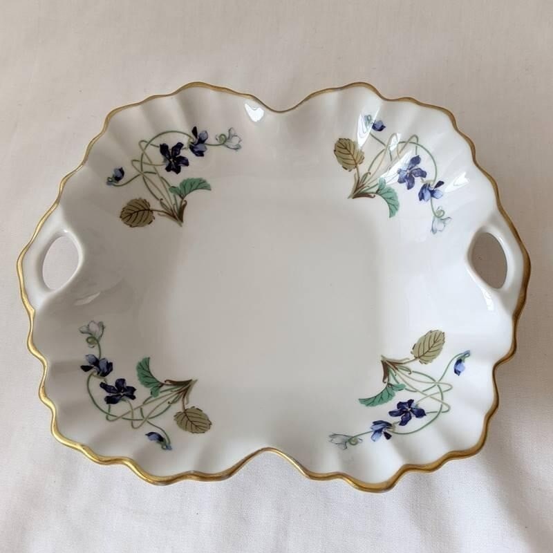 1916cm HAVILAND Limoges Imperatrice Eugenie Porcelain Violet Plate with Handle (1 of 7)