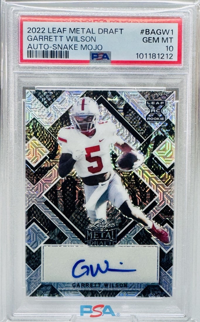 10 2022 LEAF METAL DRAFT GARRETT WILSON AUTO-SNAKE MOJO RC #BA-GW1 2/ 5 PSA (1 of 2)
