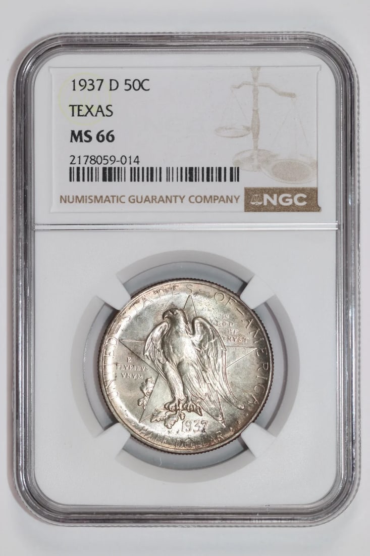 MS66 1937-D TEXAS COMMEMORATIVE HALF DOLLAR NGC (1 of 2)