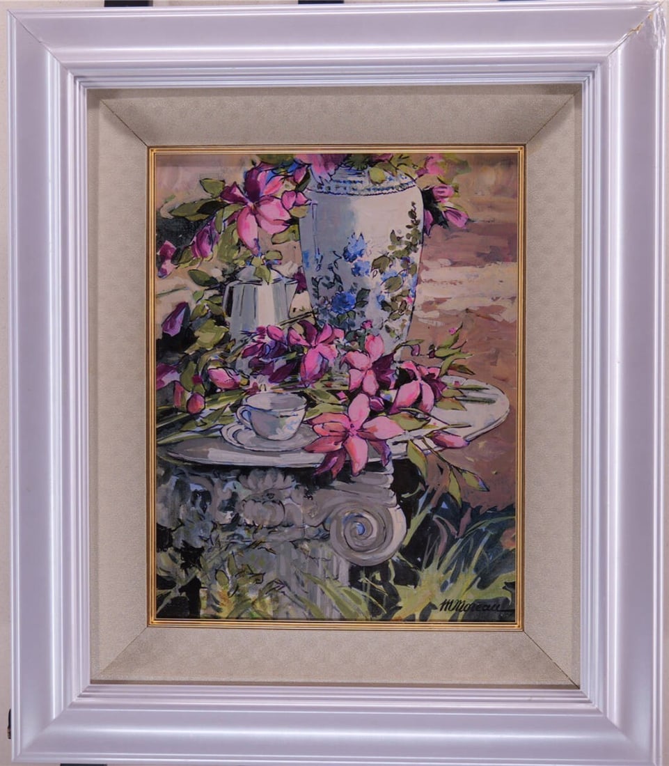 6F Michel Moreau Garden Table Oil Painting French Floral Still Life: 6F Michel Moreau Garden Table Oil Painting French Floral Still Life This listing features 6F Michel Moreau Garden Table Oil Painting French Floral Still Life. Item specifics are provided below. Item S