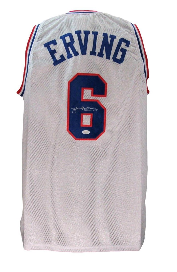 193184 Julius Erving HOF Signed/ Auto White Custom Basketball Jersey 76ers JSA (1 of 5)