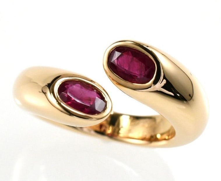 c1995 Vintage Cartier Ellipse Ruby Oval 18k Yellow Gold Bypass Ring EU51 US5.75 (1 of 10)