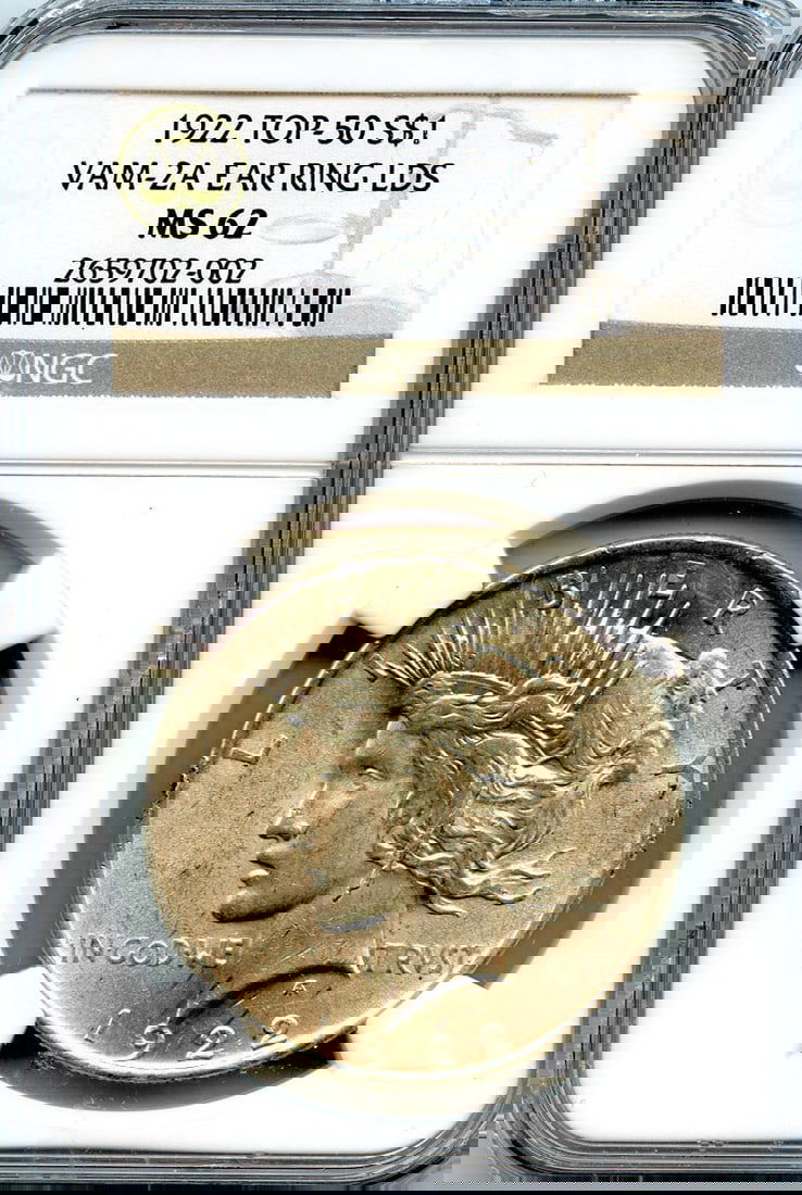MS62 C8895- 1922 VAM-2A EAR RING LDS TOP 50 PEACE DOLLAR NGC (1 of 3)