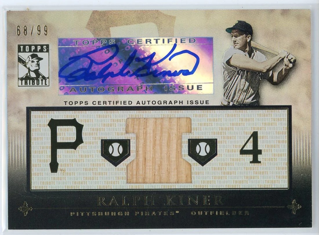 #TAR-RK Ralph Kiner Autographed 2010 Topps Tribute Bat Card (1 of 2)