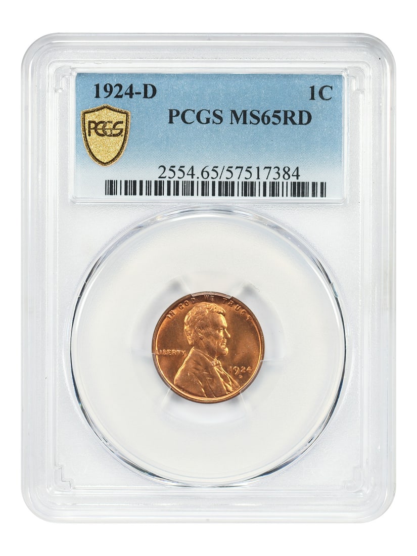 Low Mintage Date - 1924-D 1C PCGS MS65RD - Lincoln Cent (Wheat Reverse) (1 of 4)