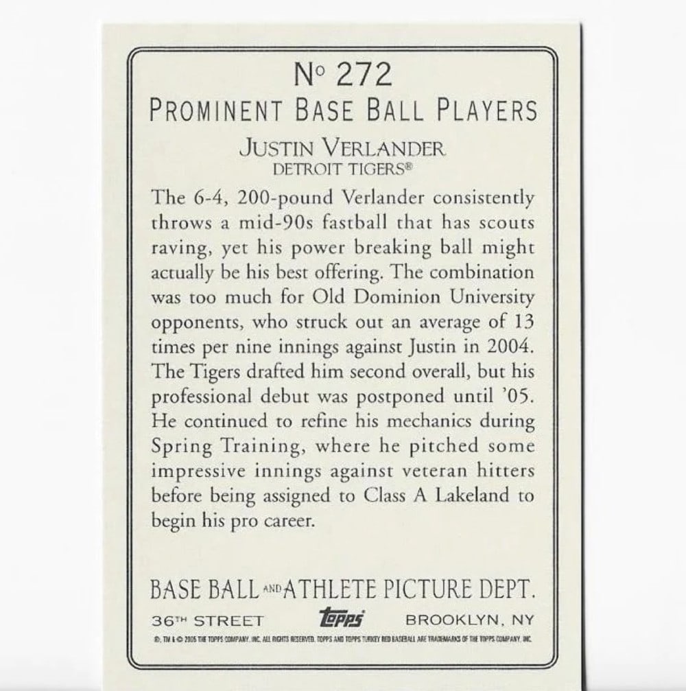 Card Justin Verlander 2005 Topps #272 Rookie - 2