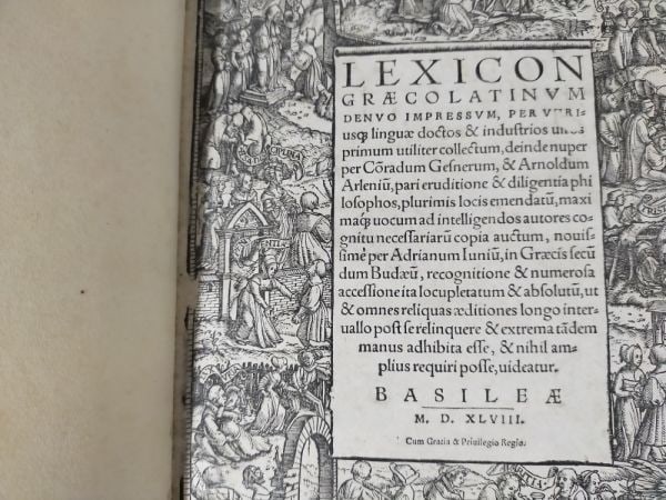 R - 1548 Conrad Gesner GreekLatin Lexicon - Holbein Woodcut Title - Basel Petri (1 of 10)