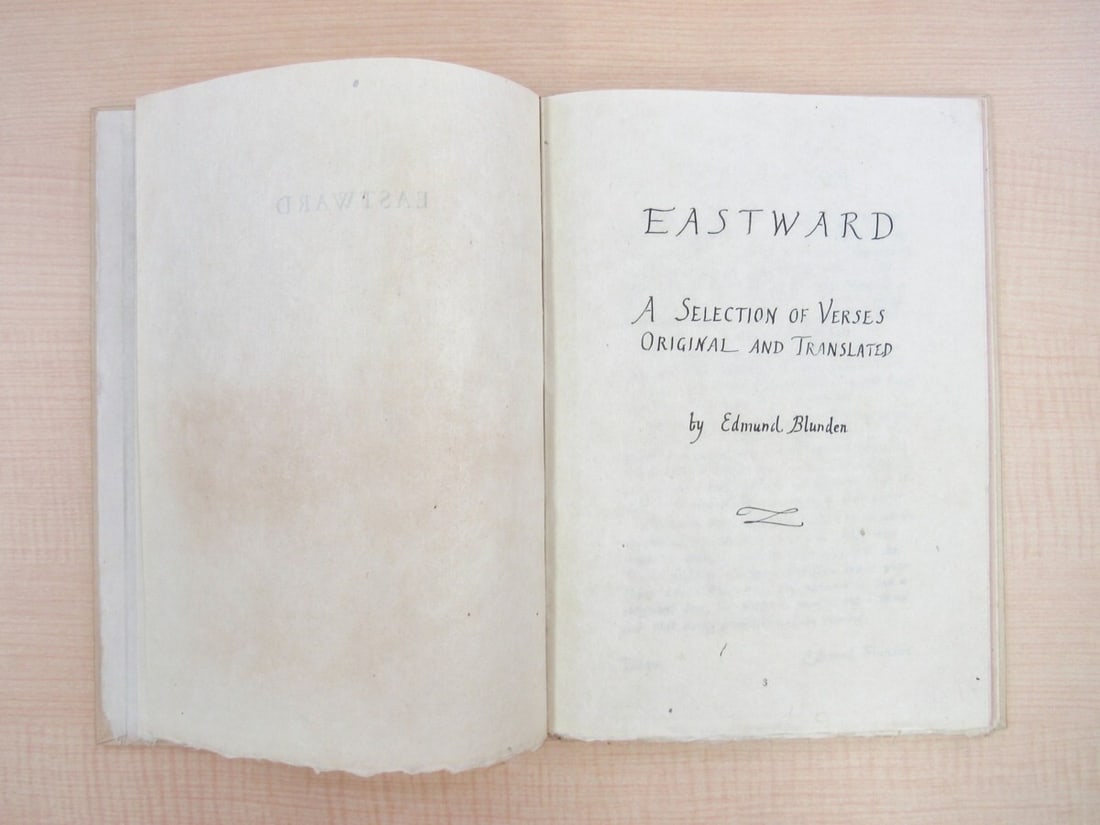 Society Edmund Blunden "EASTWARD" Signed ED94/ 250 Blunden Poetry Publication: Society Edmund Blunden "EASTWARD" Signed ED94/ 250 Blunden Poetry Publication This listing features Society Edmund Blunden "EASTWARD" Signed ED94/ 250 Blunden Poetry Publication. Item specifics are pr