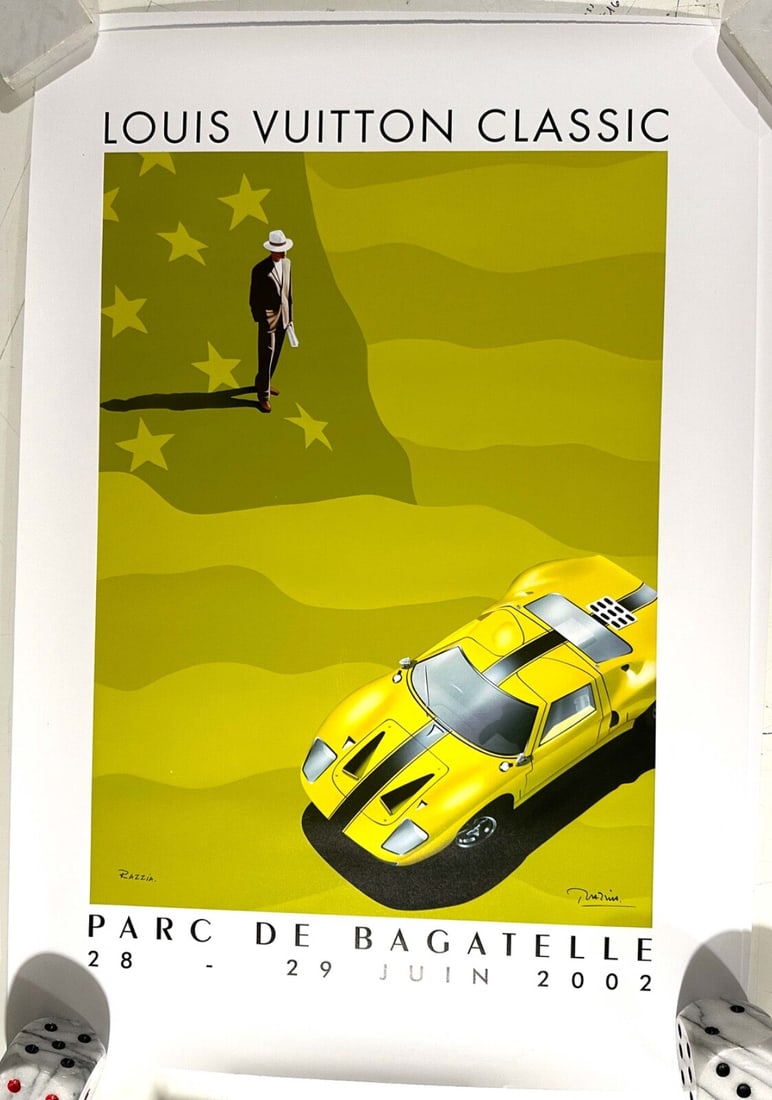 Original Louis Vuitton Parc Bagatelle Ford Gt Poster 2002 Razzia Hand Signed: Original Louis Vuitton Parc Bagatelle Ford Gt Poster 2002 Razzia Hand Signed This listing features Original Louis Vuitton Parc Bagatelle Ford Gt Poster 2002 Razzia Hand Signed. Item specifics are prov