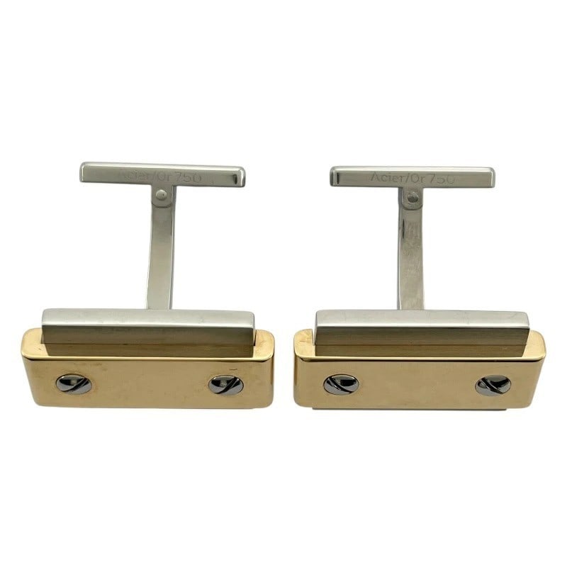 Cufflinks Cartier Santos Stainless Steel 18k Gold Rectangular Shape Bar Stud: Cufflinks Cartier Santos Stainless Steel 18k Gold Rectangular Shape Bar Stud This listing features Cufflinks Cartier Santos Stainless Steel 18k Gold Rectangular Shape Bar Stud. Item specifics are