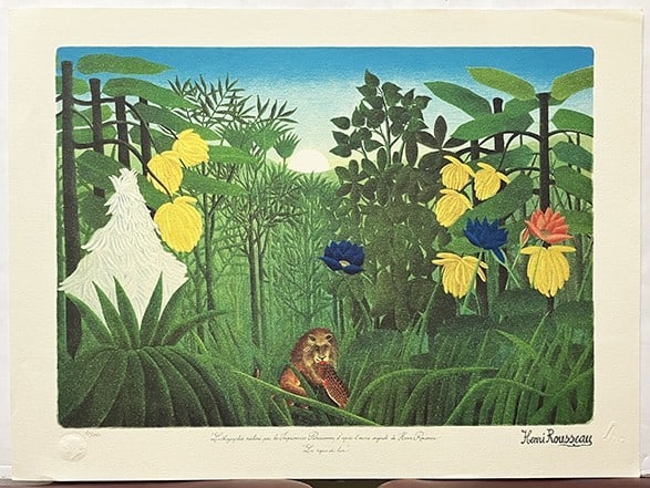 Scene Henri Rousseau Lithograph "Le repas du lion" ed.1/ 300 Plate Signed Jungle: Scene Henri Rousseau Lithograph "Le repas du lion" ed.1/ 300 Plate Signed Jungle This listing features Scene Henri Rousseau Lithograph "Le repas du lion" ed.1/ 300 Plate Signed Jungle. Item specifics