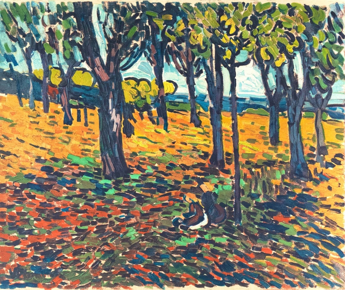 Lithograph - Maurice de Vlaminck - Chataigneraie Chatou - Avec Personnages - Fauves - Collection (1 of 10)