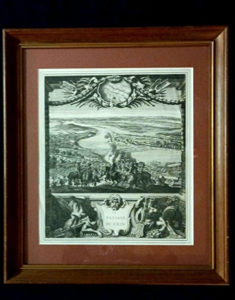 Dolivar 1673 Antique Engraving "Le Passage du Rhin" Louis XIV French Army (1 of 19)