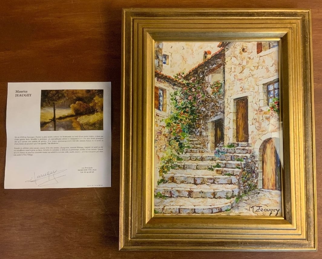 Eze Village 1997 Original Oil Painting COA - Maurice Jeaugey La Place du Planet: Eze Village 1997 Original Oil Painting COA - Maurice Jeaugey La Place du Planet This listing features Eze Village 1997 Original Oil Painting COA - Maurice Jeaugey La Place du Planet. Item specifics ar