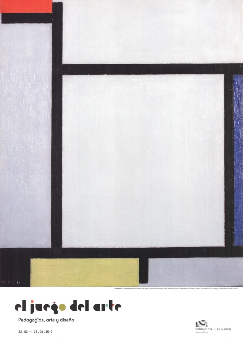 25.5" PIET MONDRIAN Composition with Red Blue Black Yellow and Gray 35.25" x (1 of 4)