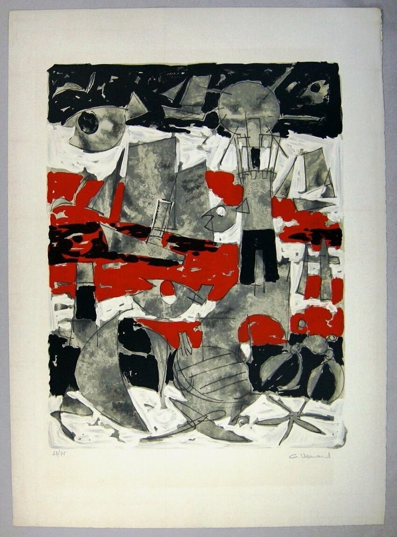 rouge" CLAUDE VENARD ED75 Original Lithograph Print Signed Numbered "Mer (1 of 9)