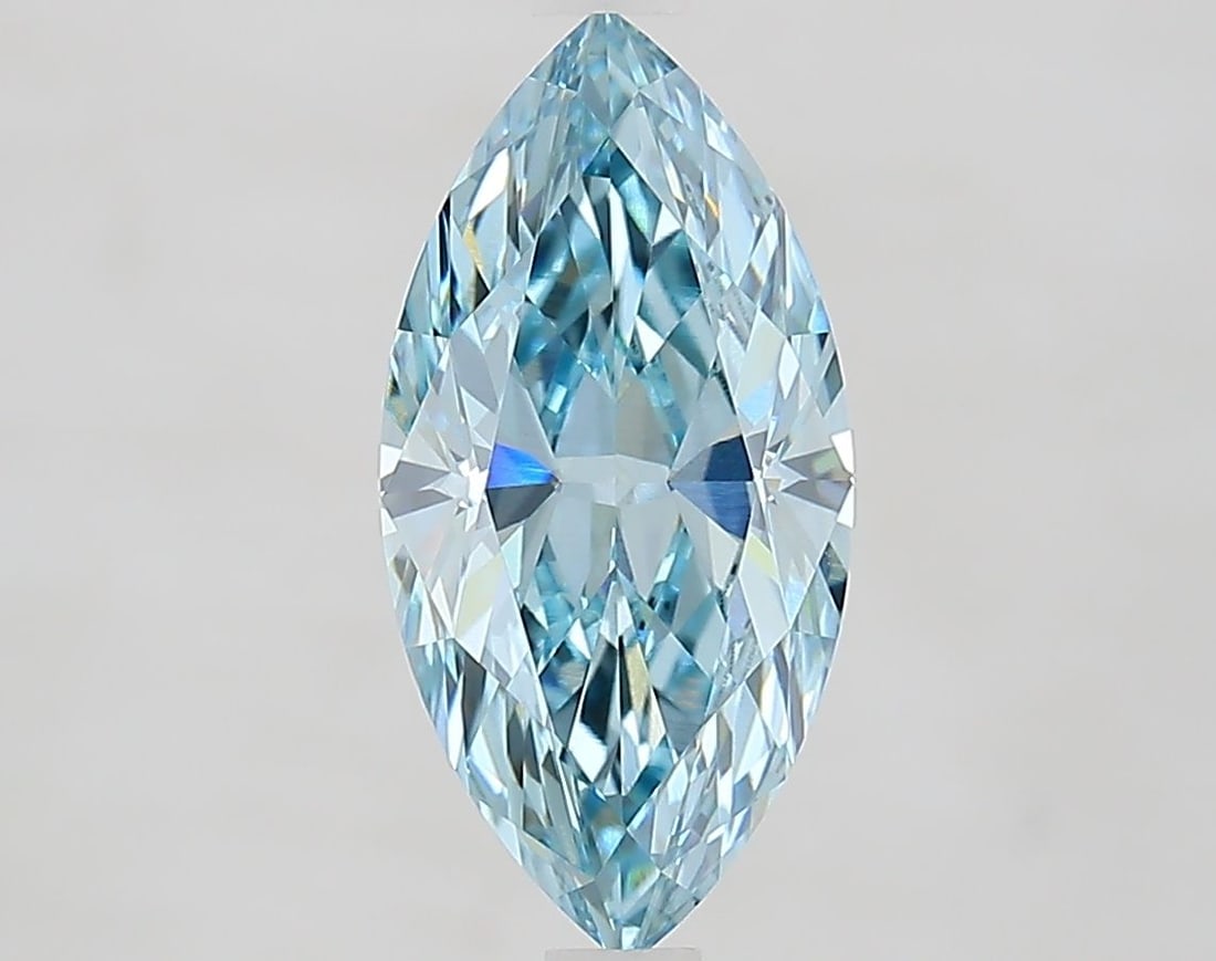 Loose Lab Diamond - IGI Marquise 2.1ct Fancy Vivid Greenish Blue VVS2 (1 of 1)
