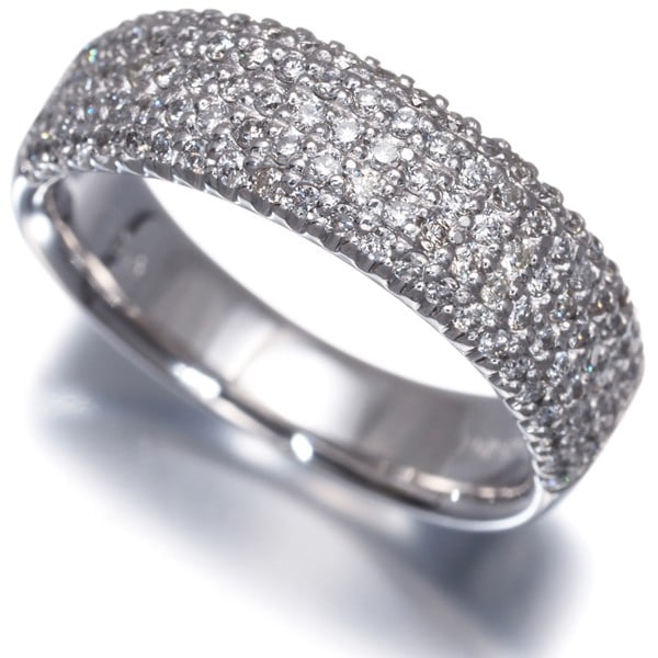 Gold Diamond 0.57Ct Paved Ring 18K 750 White (1 of 4)