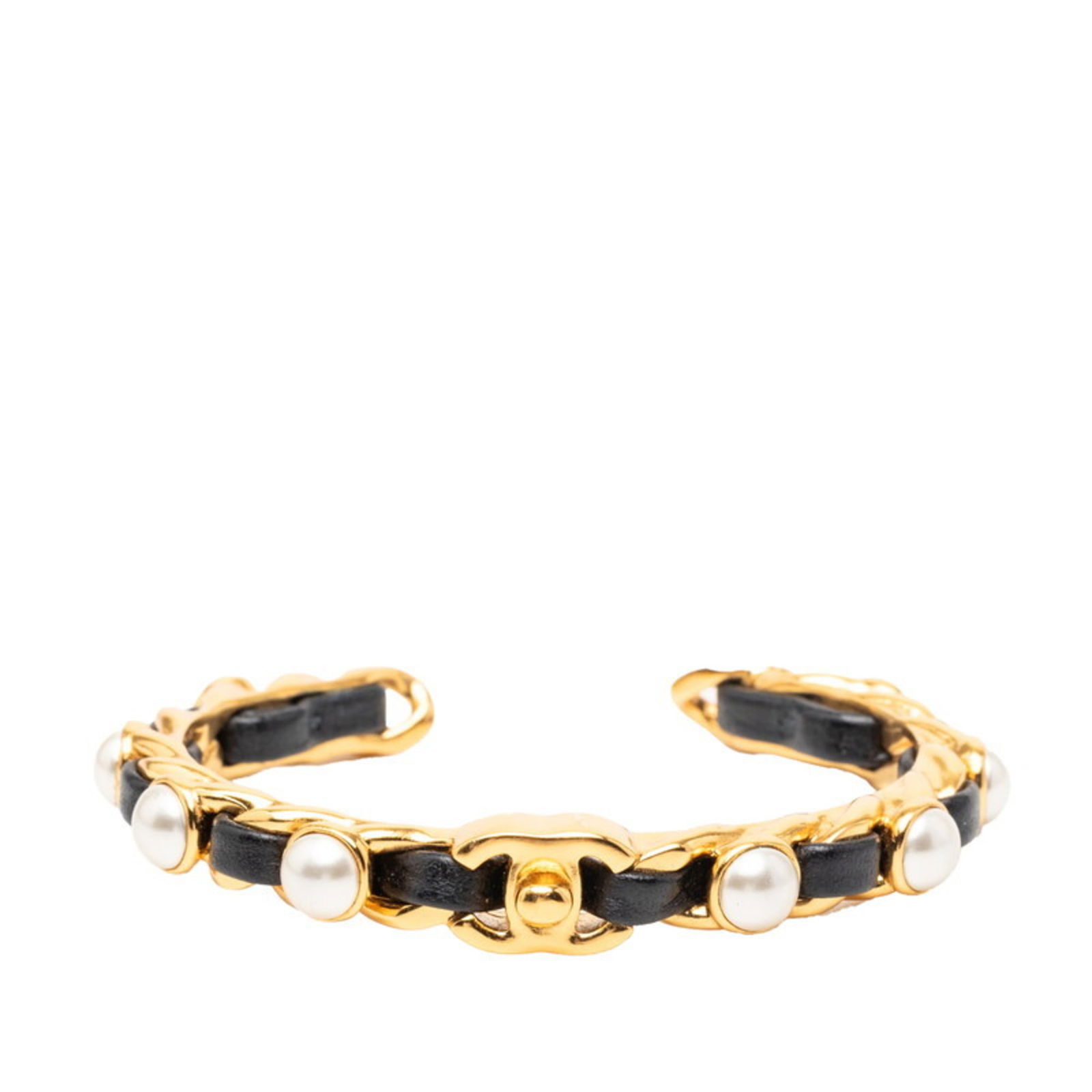 Leather Chanel Bangle: Leather Chanel Bangle This listing features Leather Chanel Bangle. Item specifics are provided below. Item Specifics: Brand: Chanel Type: Bangle Gender: Women Material: Leather Color: Black, Gold Leng