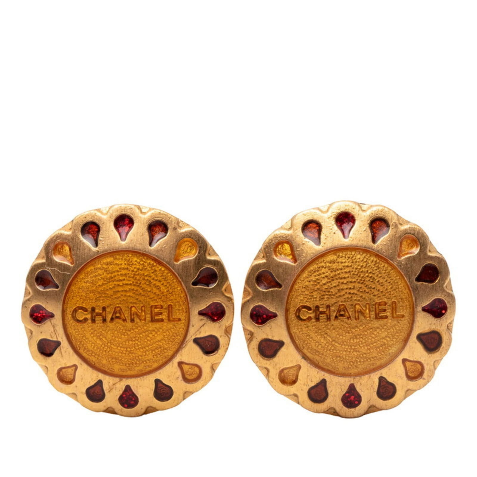 Earrings Chanel Clip: Earrings Chanel Clip This listing features Earrings Chanel Clip. Item specifics are provided below. Item Specifics: Brand: Chanel Type: Clip Earrings Gender: Women Color: Gold, Red Color Condition: Us