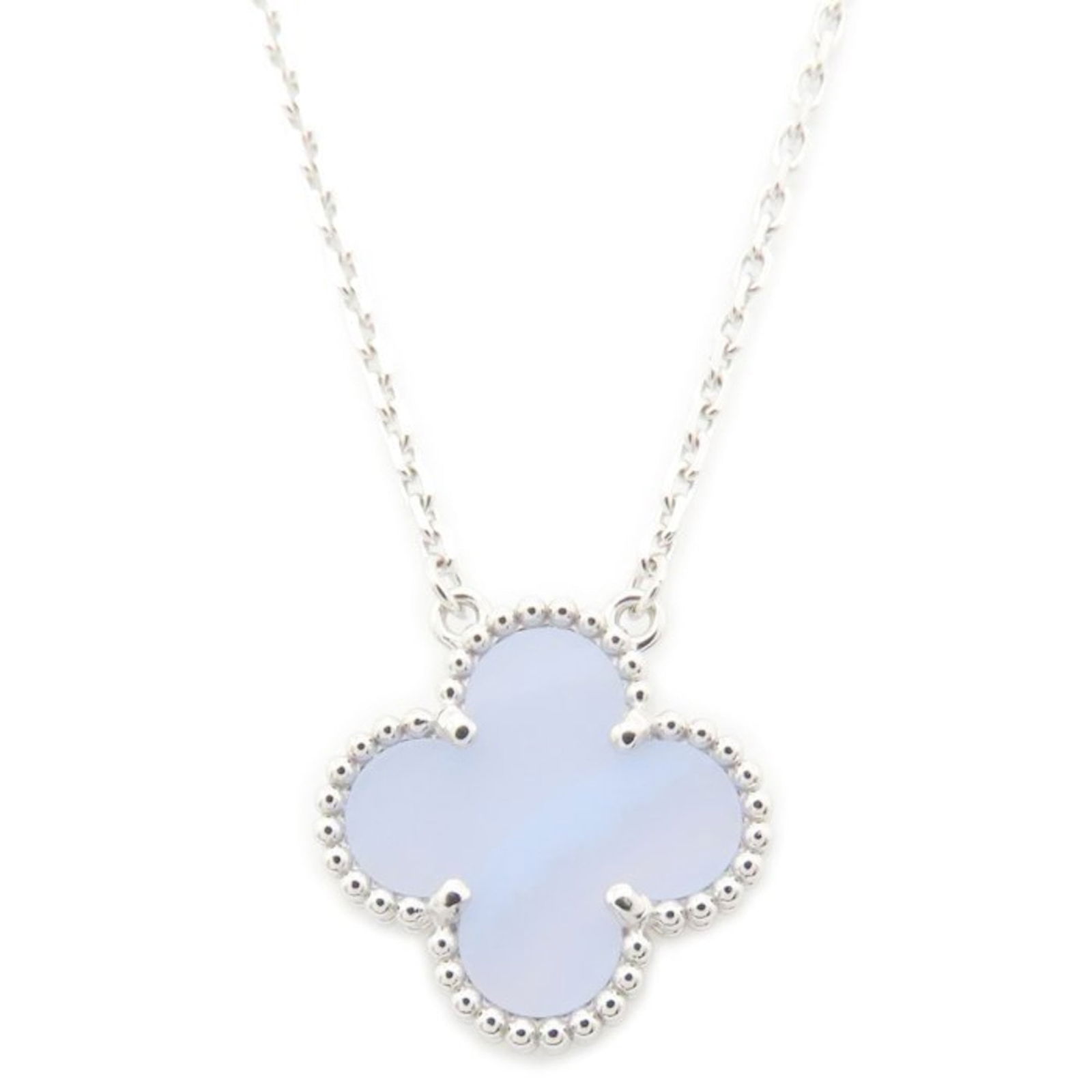 295191) Van Cleef & Arpels Vintage Alhambra Necklace with Chalcedony in 18K White Gold for Women: 295191) Van Cleef & Arpels Vintage Alhambra Necklace with Chalcedony in 18K White Gold for Women (VCARD34900 This listing features 295191) Van Cleef & Arpels Vintage Alhambra Necklace with Chalcedony