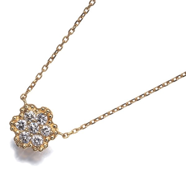 Gold Vendome Necklace Diamond 0.13Ct Flower Milgrain 18K 750 Yellow (1 of 4)