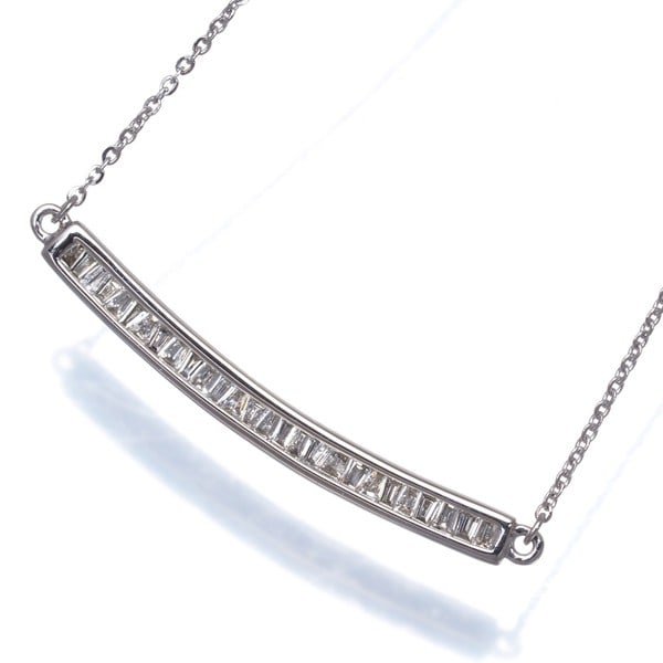 Gold Diamond 0.20Ct Tapered-Cut Necklace 18K 750 White (1 of 4)