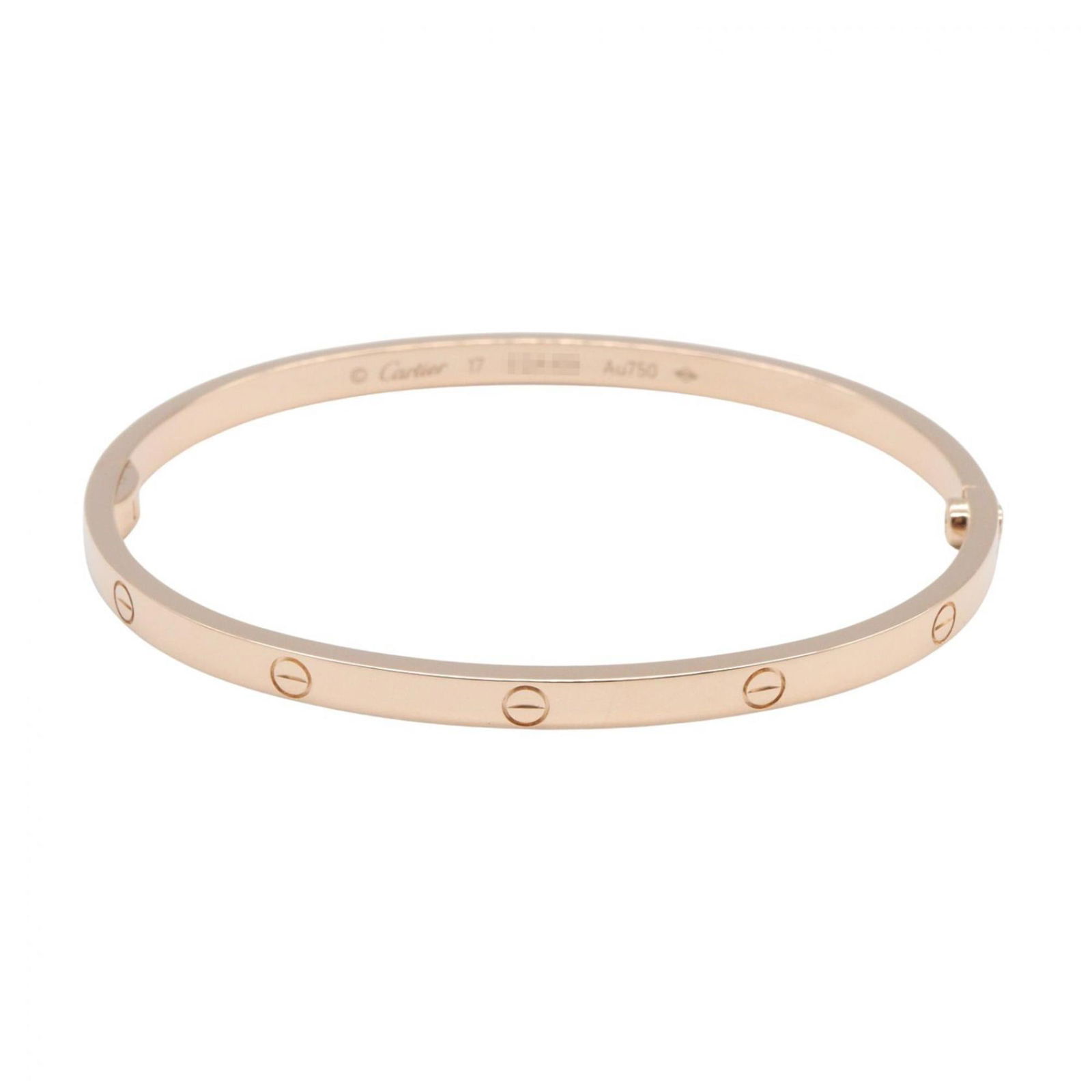 (18K) Cartier Bangle Pink Gold: (18K) Cartier Bangle Pink Gold This listing features (18K) Cartier Bangle Pink Gold. Item specifics are provided below. Item Specifics: Brand: Cartier Type: Bangle Gender: Women Material: Pink Gold