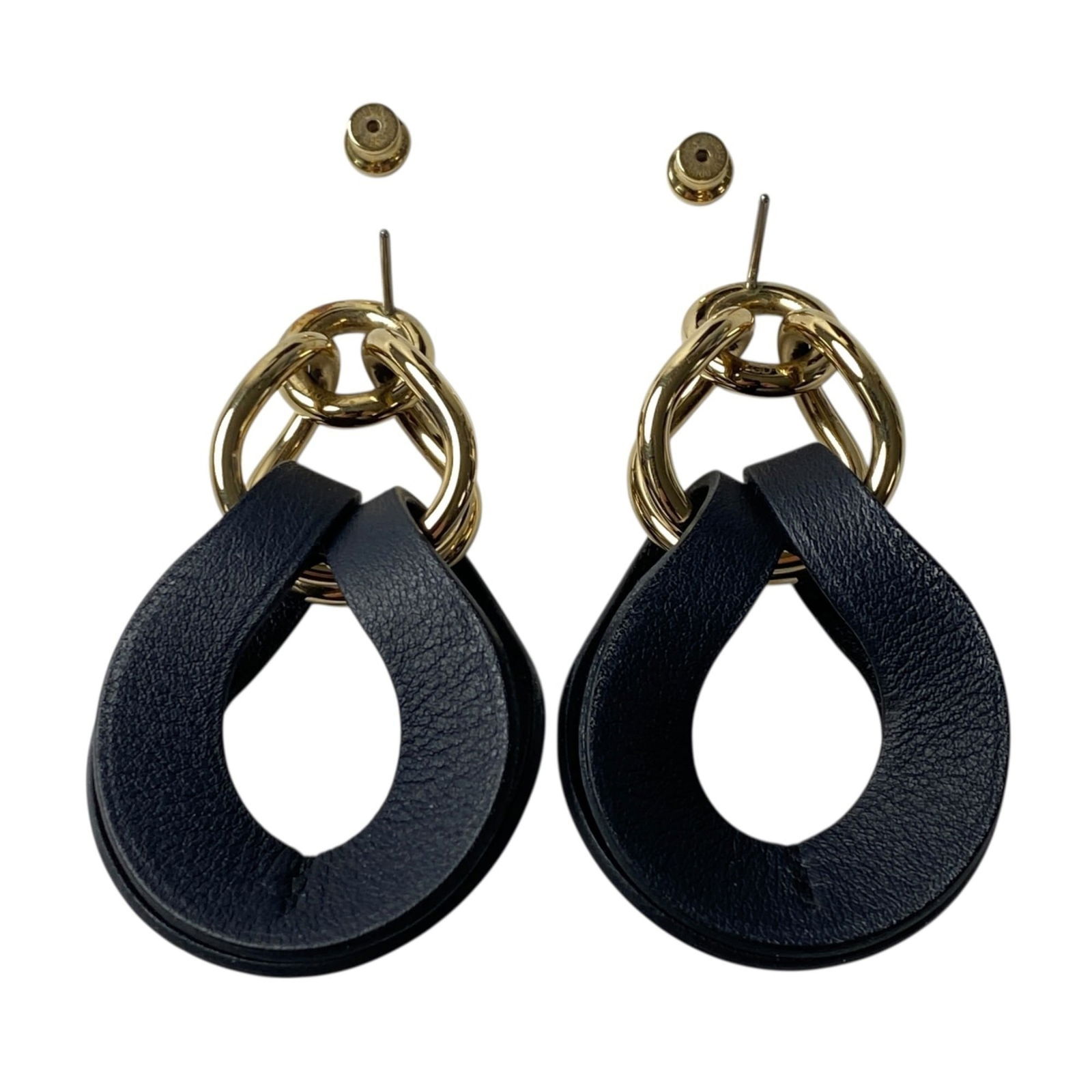 Leather Hermes Stud Earrings - 4