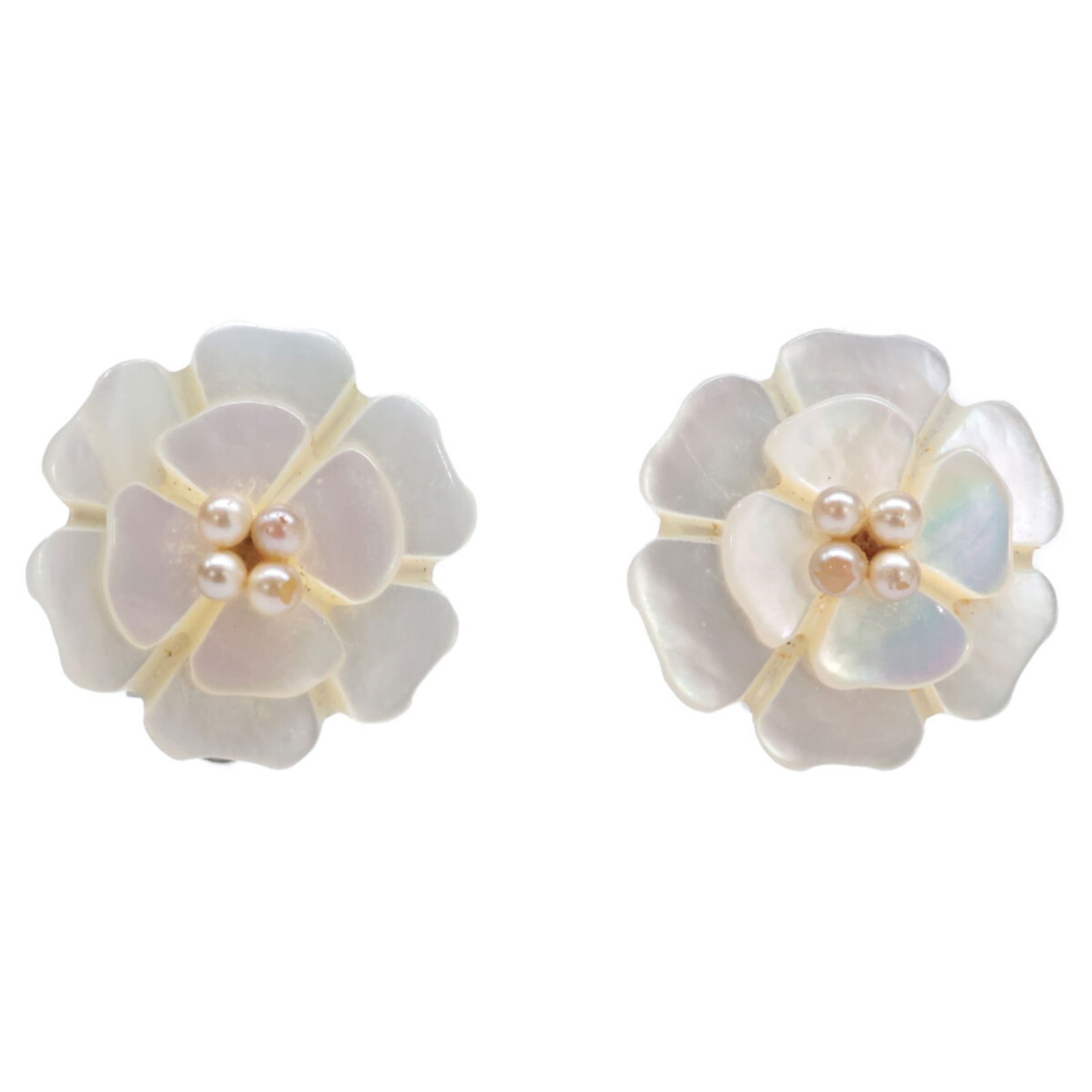 Shell Chanel Clip Earrings