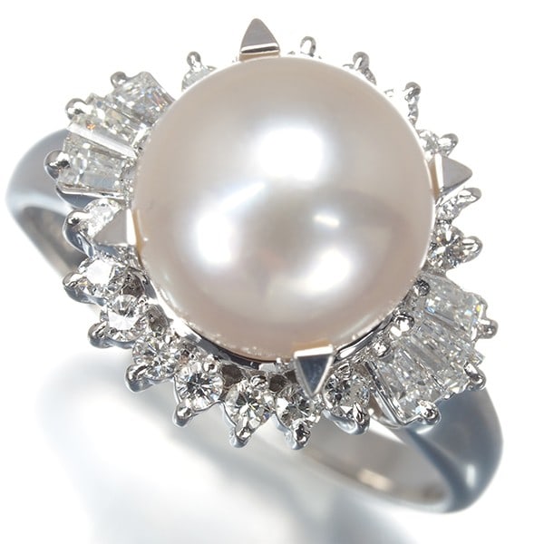 Platinum Tasaki Ring Akoya Pearl 9.0Mm Diamond 0.41Ct Us5.25-5.5 900 (1 of 6)