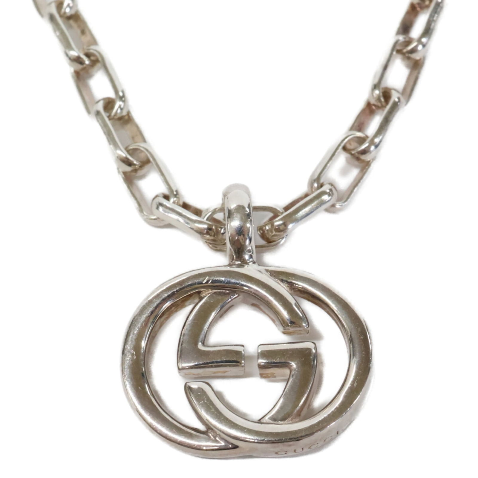 Men's GUCCI Ag925 Interlocking GG Necklace Silver (1 of 8)