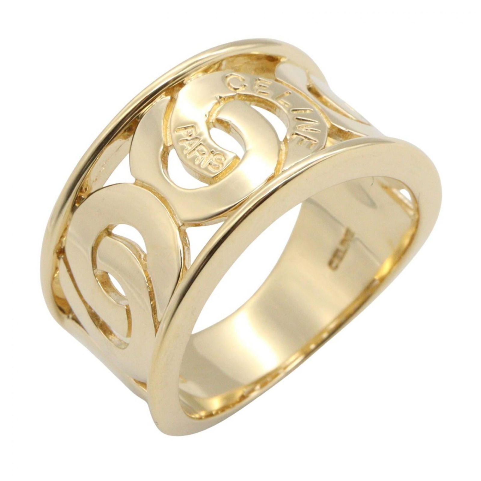 (18K) Celine Band Ring Yellow Gold: (18K) Celine Band Ring Yellow Gold This listing features (18K) Celine Band Ring Yellow Gold. Item specifics are provided below. Item Specifics: Brand: Celine Type: Band Ring Gender: Women Color: