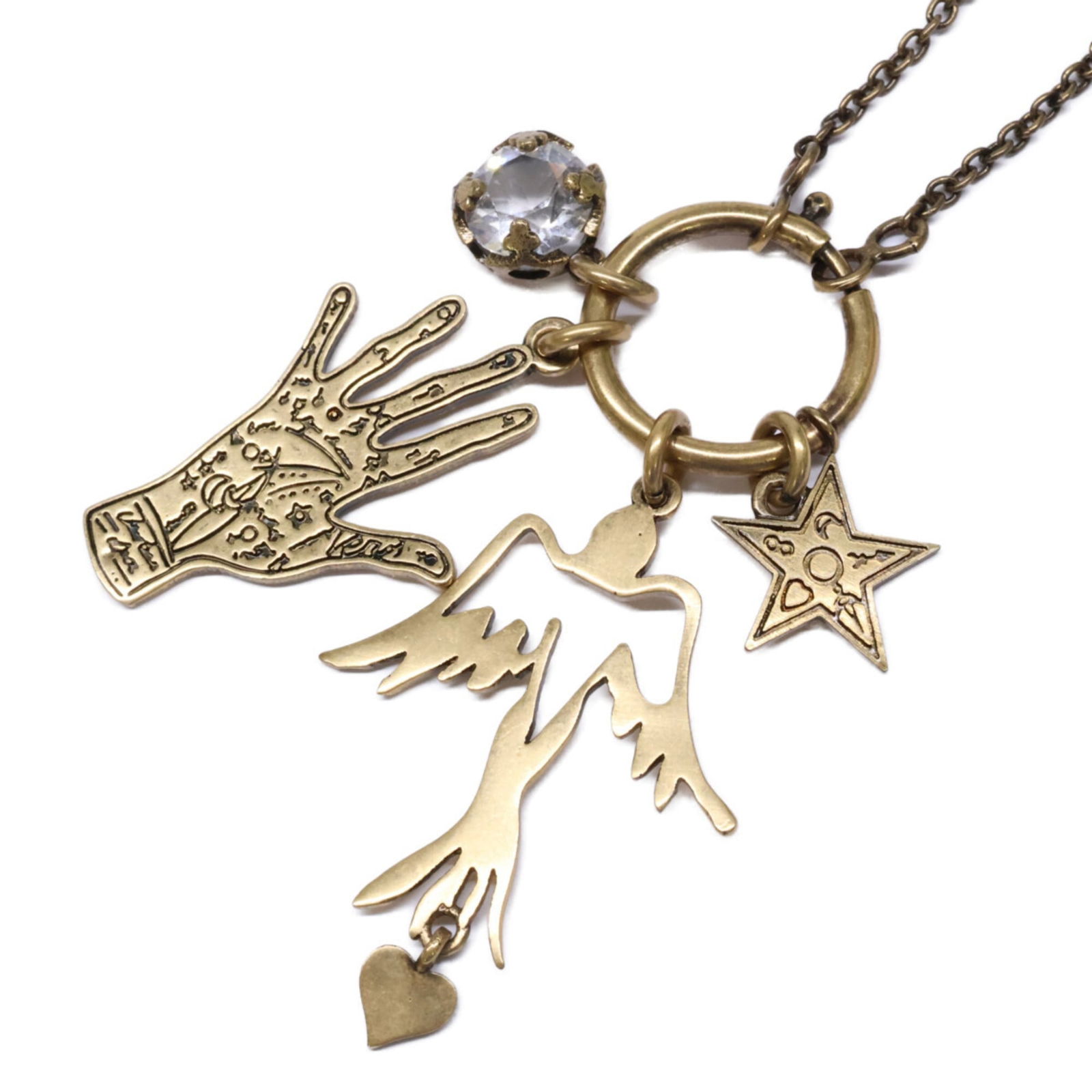 Women's Christian Dior Crystal Palm Reading Dove Charm Multi-Charm Necklace Gold: Women's Christian Dior Crystal Palm Reading Dove Charm Multi-Charm Necklace Gold This listing features Women's Christian Dior Crystal Palm Reading Dove Charm Multi-Charm Necklace Gold. Item specifics